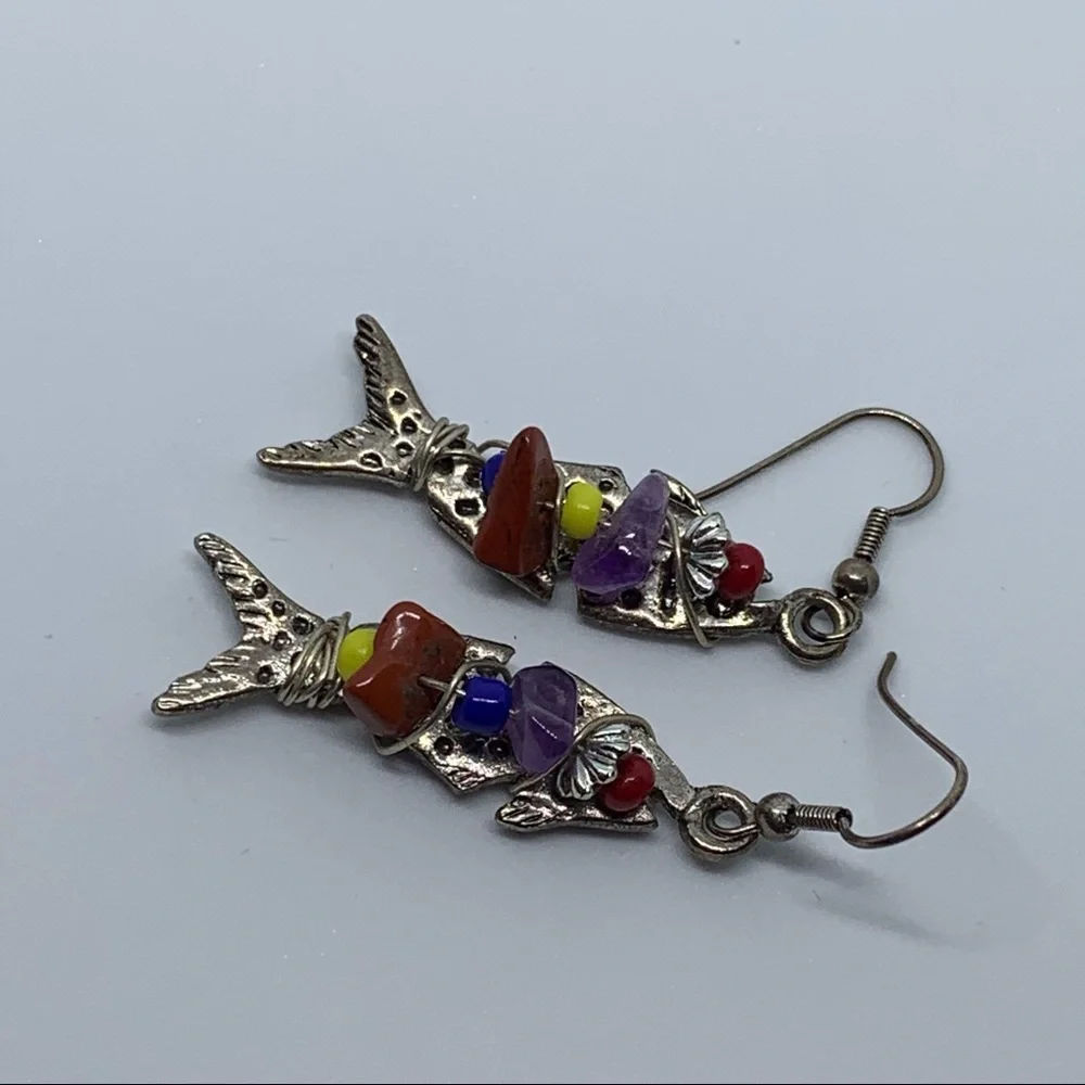 Vintage dangling fish earrings